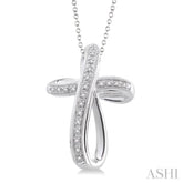 1/10 ctw Single Cut Diamond Cross Pendant in Sterling Silver with Chain